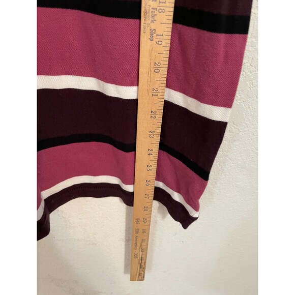 Luke Sport Men’s Polo Shirt Size L Red Pink Stripe Short Sleeve Preppy Rugby Y2k - Picture 3 of 7